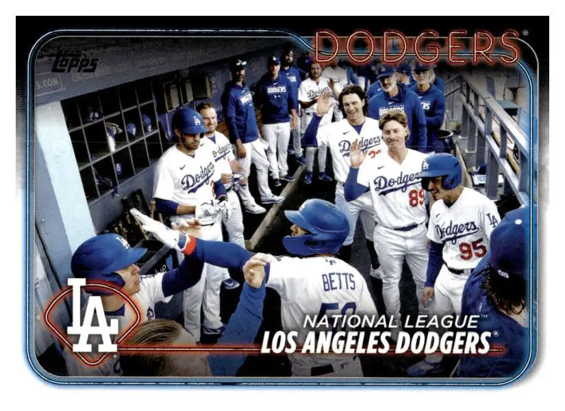 Los Angeles Dodgers in dugout wearing home uniforms on 2024 Topps baseball card