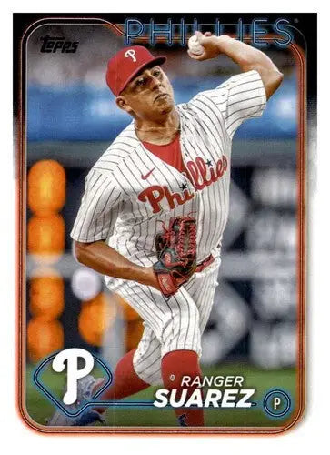Original gloss baseball card featuring Ranger Suarez NM-MT from 2024 Topps series