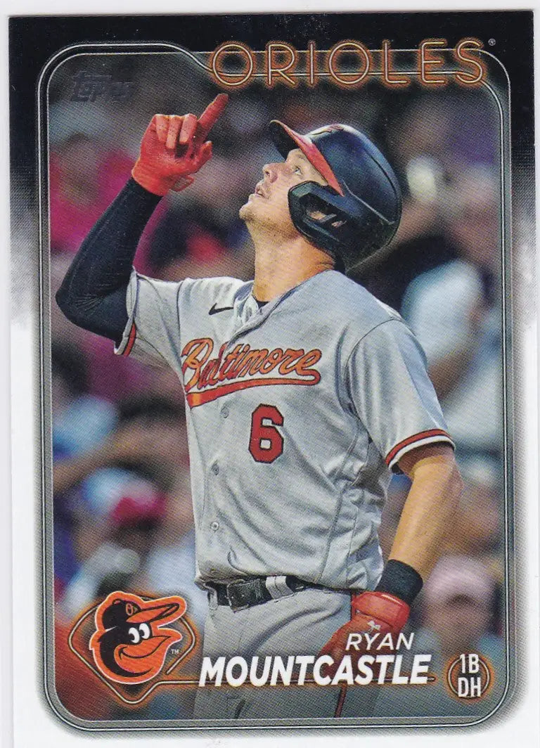 Baseball card of Ryan Mountcastle Baltimore Orioles player in gray road uniform