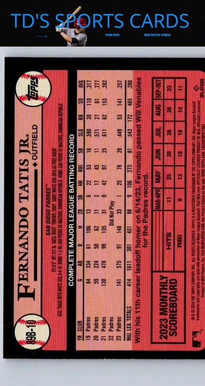 Fernando Tatis Jr. Baseball 35th Anniversary card from 2024 Topps #89B-10 display