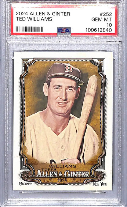 Ted Williams Boston Red Sox baseball card from 2024 Allen & Ginter, GEM MT 10 graded