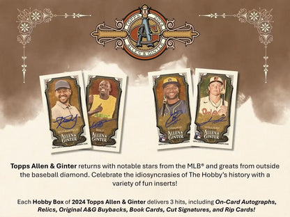 2024 Topps Allen & Ginter Baseball 8-Pack Blaster Box with top baseball cards and refractor parallels