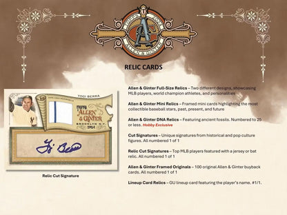 Yogi Berra relic and cut signature card in 2024 Topps Allen & Ginter baseball blaster
