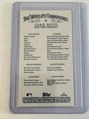 Baseball trading card in protective sleeve 2024 Topps Allen Ginter Chrome Juan Soto #50