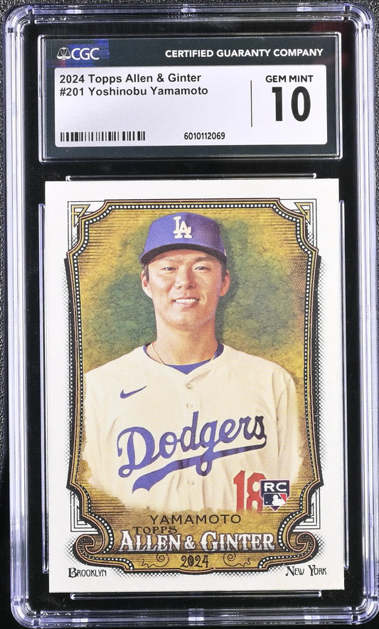 Graded Ginter Yoshinobu Yamamoto baseball card from 2024 Topps Allen & Ginter series