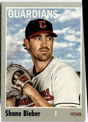 Shane Bieber baseball card from 2024 Topps Archives series featuring Shane Bieber