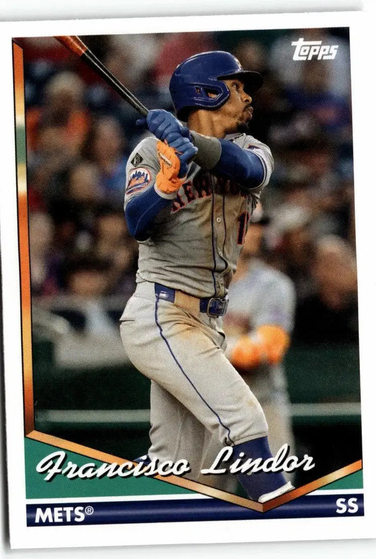 2024 Topps Archives Francisco Lindor baseball card featuring collectible memorabilia
