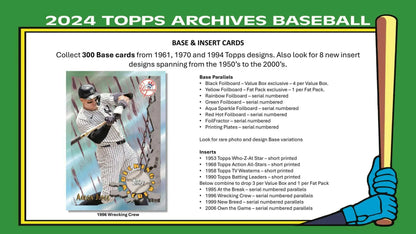 2024 Topps Archives Baseball 7-Pack Blaster Box with serial numbered parallels