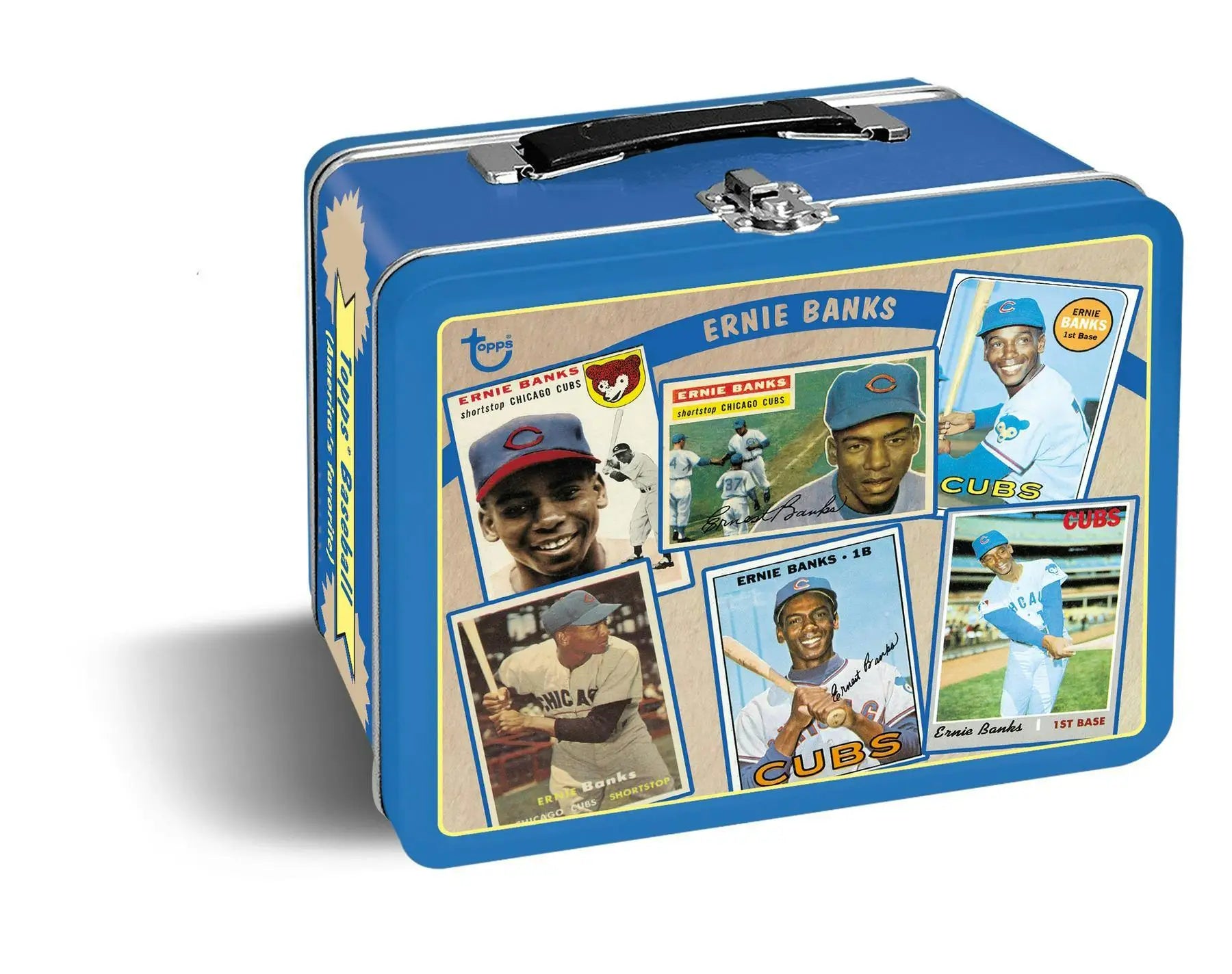 Ernie Banks lunchbox from 2024 Topps Archives Baseball Collector Box with serial numbered parallels