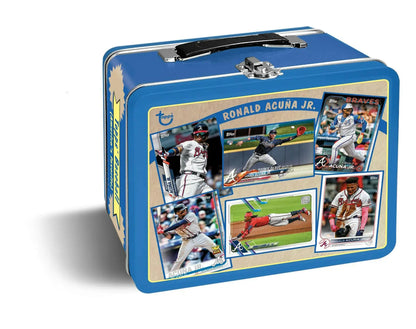 Ronald Acuña Jr. lunchbox with serial numbered parallels from 2024 Topps Archives Baseball