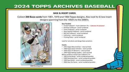 2024 Topps Archives Baseball Collector Box featuring serial numbered parallels and cards