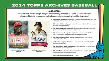 2024 Topps Archives Baseball Collector Box with serial numbered parallels and autographs