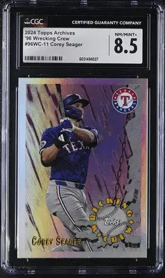 Graded Corey Seager baseball card from 2024 Topps Archives featuring the 96 Wrecking Crew