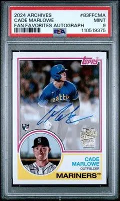 Graded Cade Marlowe baseball card from 2024 Topps Archives Fan Favorites Autographs