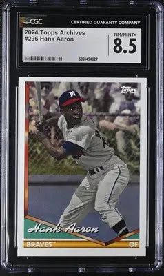 Graded Hank Aaron baseball card from 2024 Topps Archives Hank Aaron series