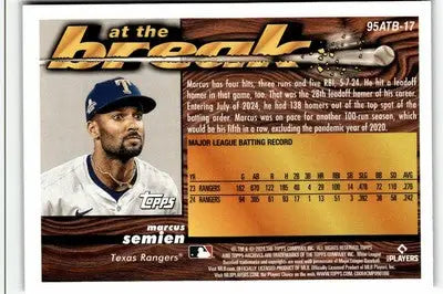 Baseball card featuring Marcus Semien from 2024 Topps Archives Traded & Rookies