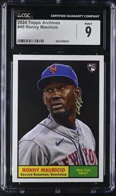 Graded Ronny Mauricio baseball card from 2024 Topps Archives Ronny series in CGC 9