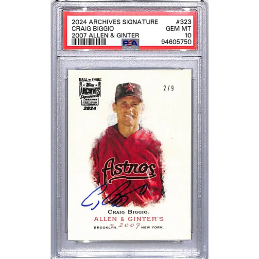 2024 Topps Archives Signature #323 Craig Biggio PSA 10 GEM MINT Auto 2/9 Houston Astros Baseball Card