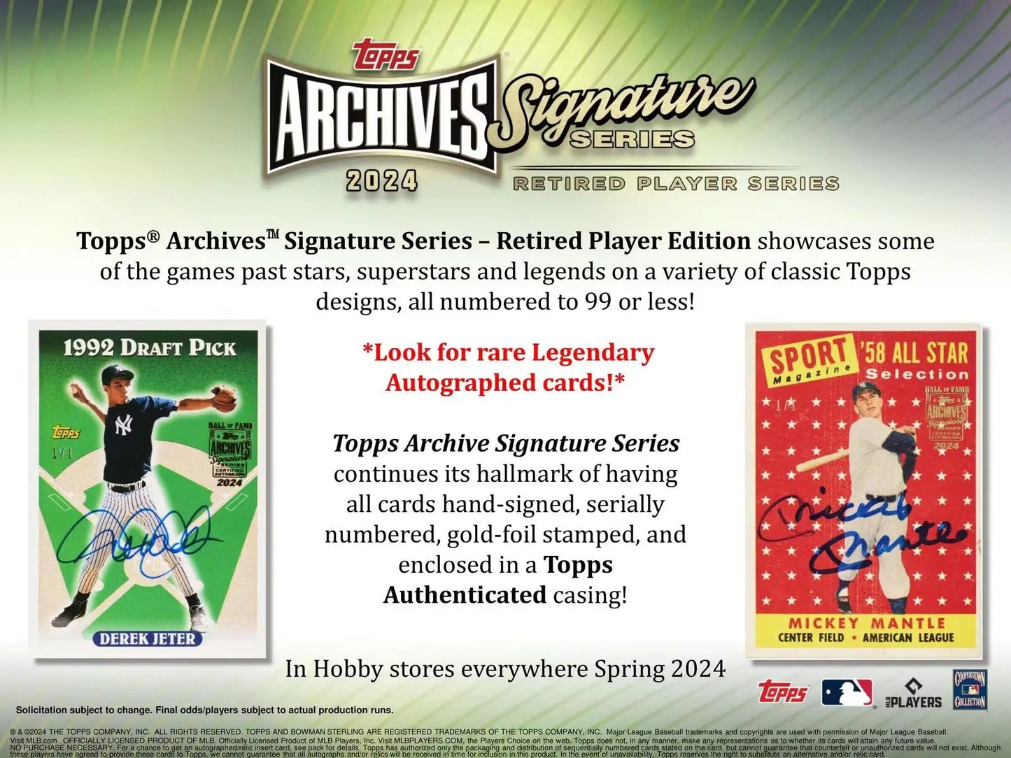 2024 Topps Archives Signature Series Retired Player Edition Baseball Hobby Box with encased buyback autograph