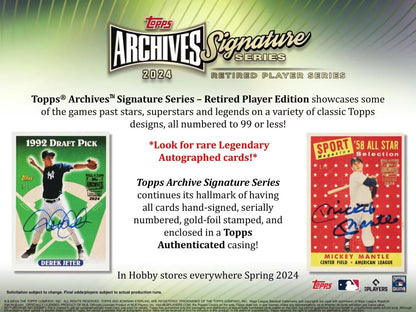 2024 Topps Archives Signature Series Retired Player Edition Baseball Hobby Box with encased buyback autograph