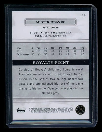 2024 Topps Austin Reaves basketball trading card featuring Topps Austin Reaves player card