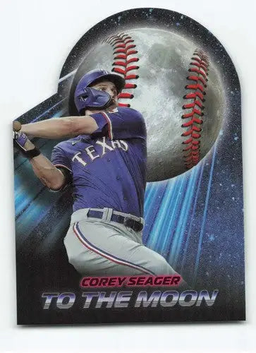 Original gloss 2024 Topps Big League Corey Seager baseball trading card with moon background