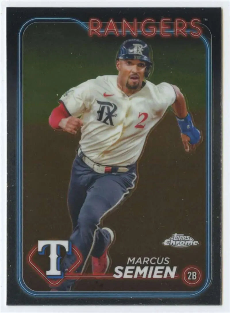 Marcus Semien Texas Rangers Topps Chrome 2024 baseball trading card image