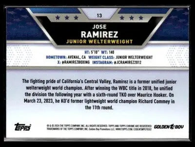 Baseball card of Jose Ramirez Topps Chrome Bronze Refractor 042/225