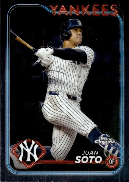 Juan Soto New York Yankees baseball card from 2024 Topps Chrome series