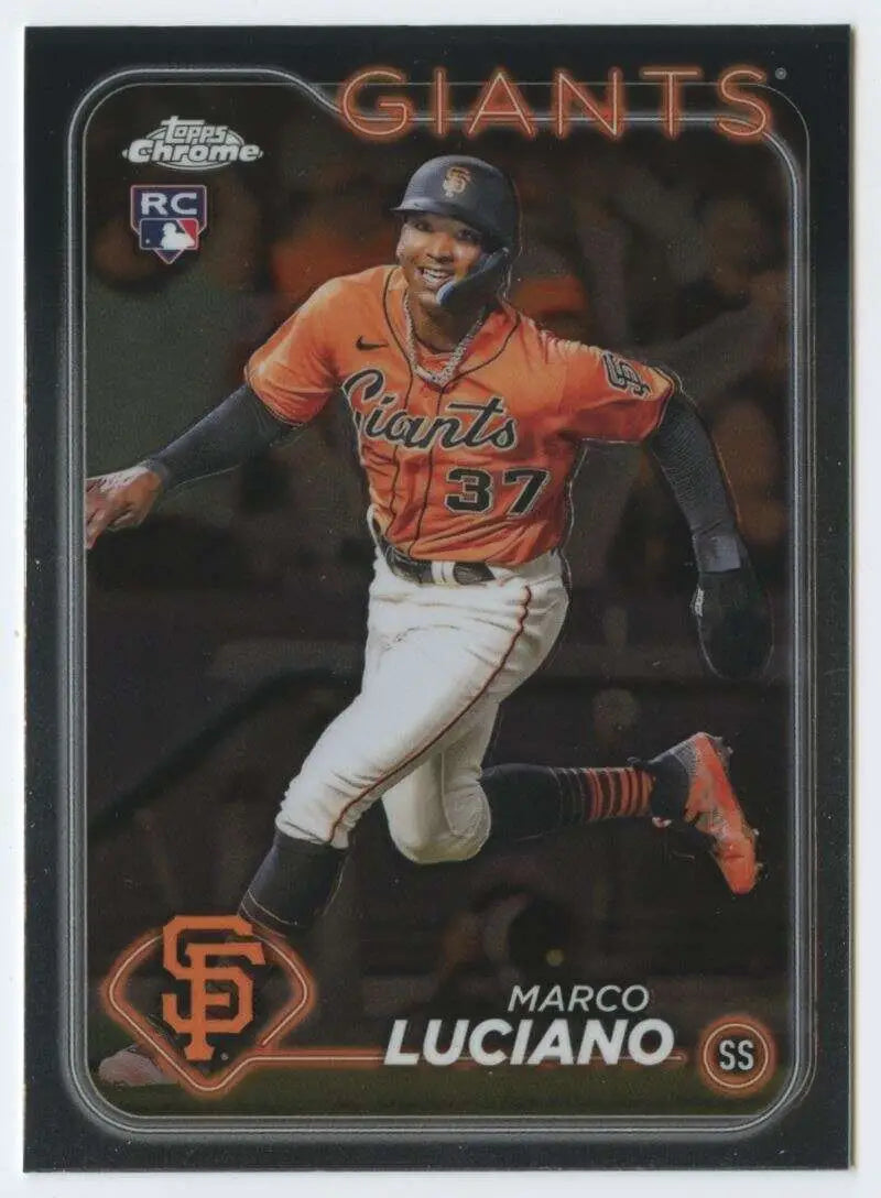 Marco Luciano San Francisco Giants baseball card #57 in orange jersey 2024 Topps Chrome