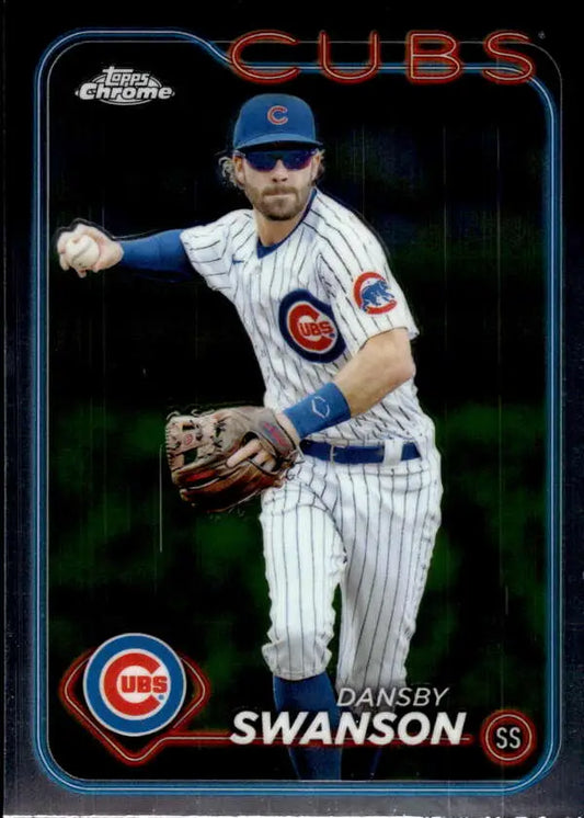 Baseball card of Dansby Swanson from the Chicago Cubs 2024 Topps Chrome series