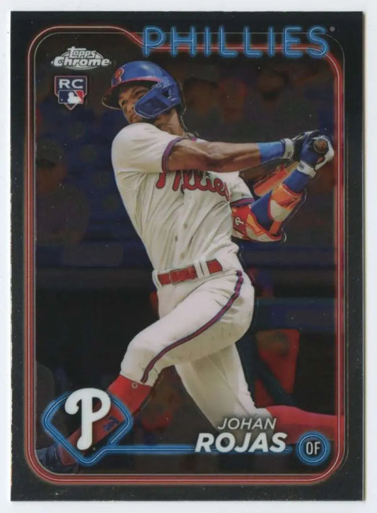 Johan Rojas baseball card from 2024 Topps Chrome Philadelphia Phillies Rookie collection