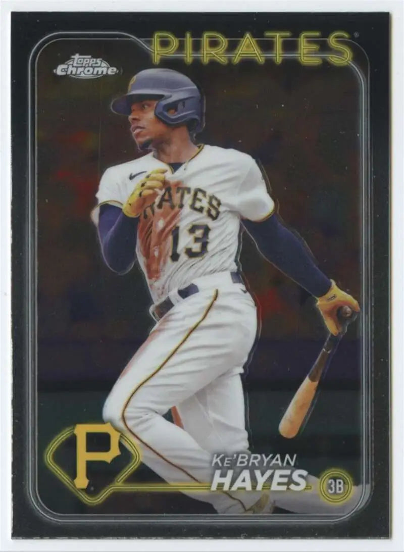 Glossy 2024 Topps Chrome Pittsburgh Pirates baseball card featuring Ke’Bryan Hayes