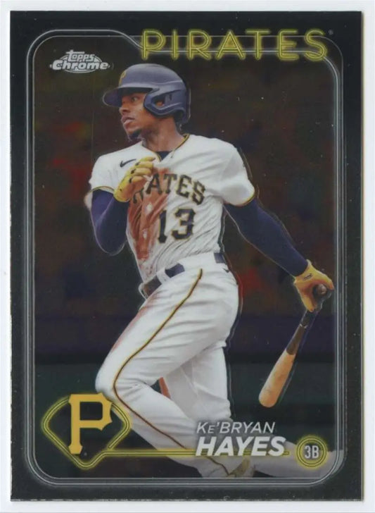 Glossy 2024 Topps Chrome Pittsburgh Pirates baseball card featuring Ke’Bryan Hayes