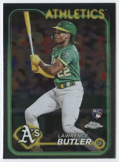 Baseball trading card of Lawrence Butler of the Oakland Athletics from 2024 Topps Chrome