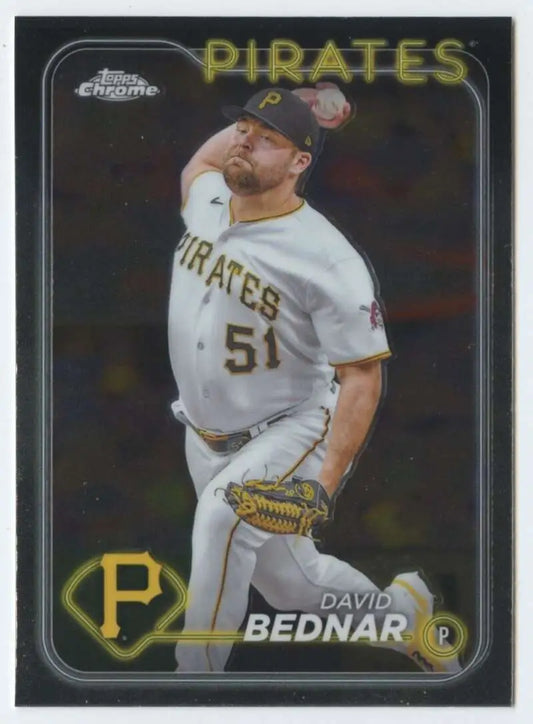 Baseball card featuring David Bednar of the Pittsburgh Pirates in pitching pose