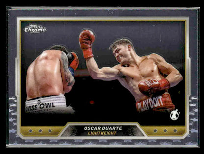 2024 Topps Chrome Oscar Duarte boxing trading card showcasing collectible sports memorabilia