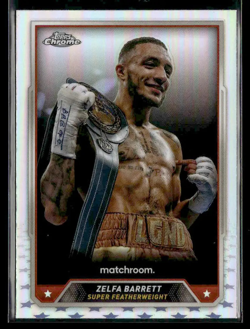 Zelfa Barrett boxing trading card from 2024 Topps Chrome #68 Refractor
