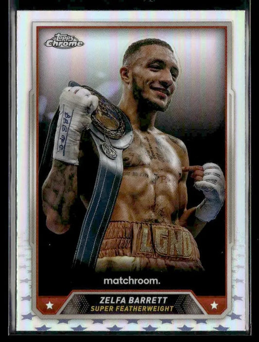 Zelfa Barrett boxing trading card from 2024 Topps Chrome #68 Refractor