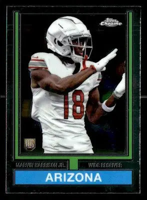 Topps Chrome football card of Marvin Harrison Jr. as a wide receiver for Arizona