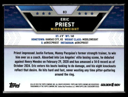 Boxing trading card featuring Eric Priest from 2024 Topps Chrome series