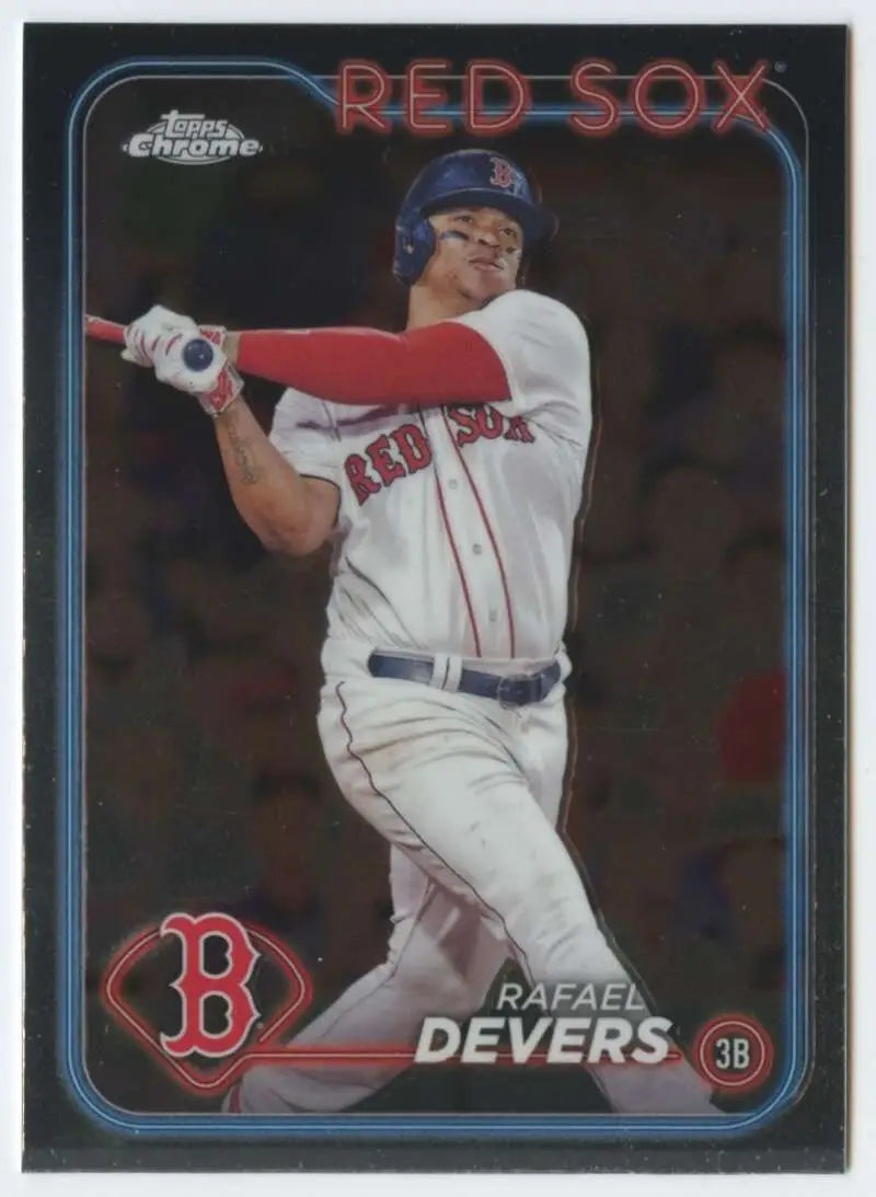 Glossy 2024 Topps Chrome Rafael Devers Boston Red Sox baseball card image