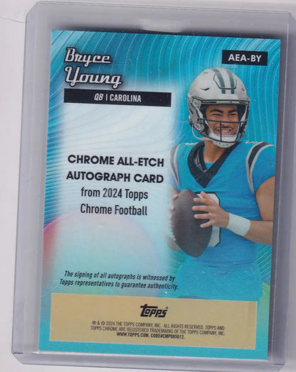 Bryce Young Chrome All-Etch Autograph Football Card in 2024 Topps Chrome Auto Series