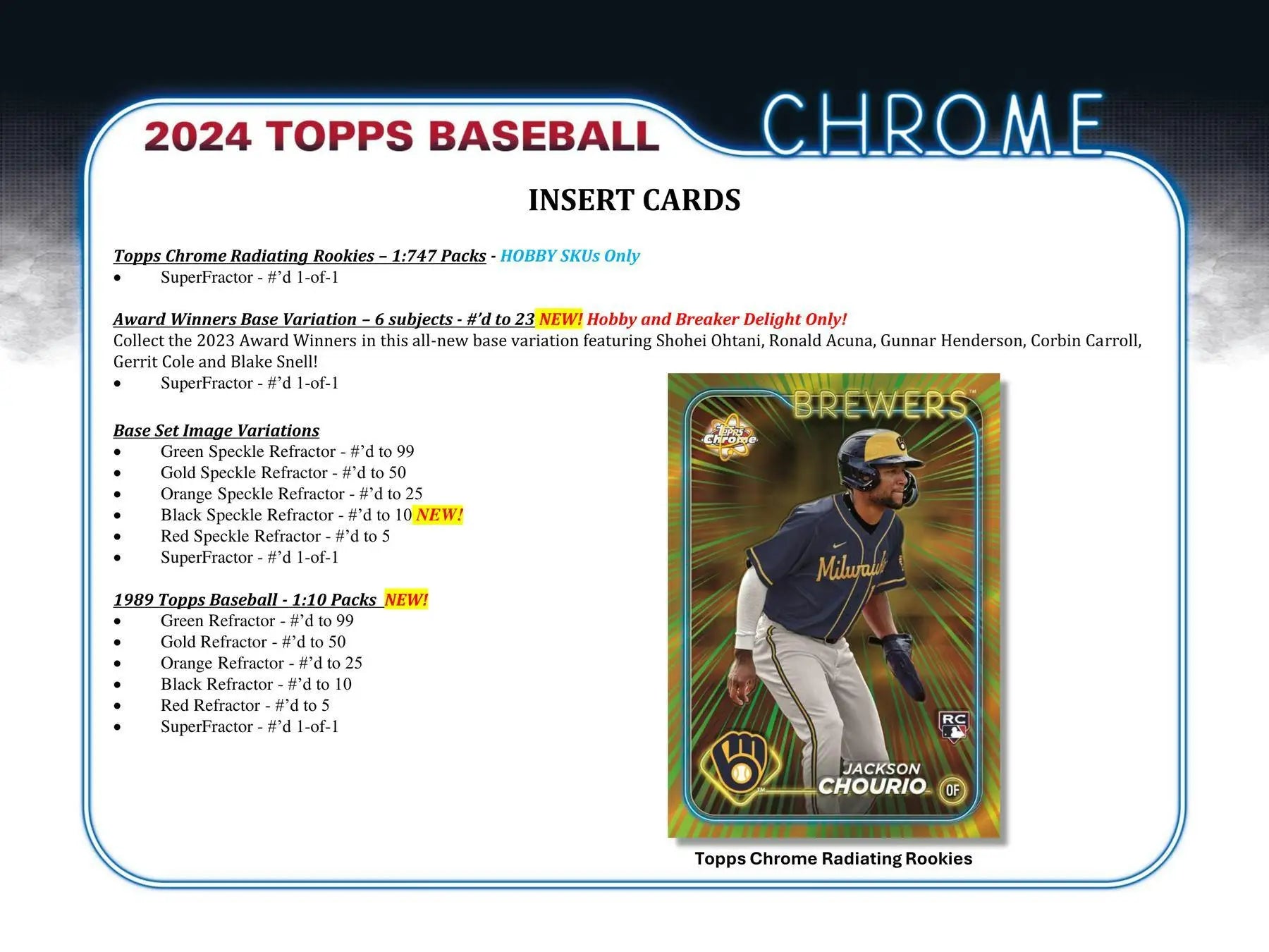 2024 Topps Chrome Baseball Breakers Delight Box with red refractor and superfractor parallels