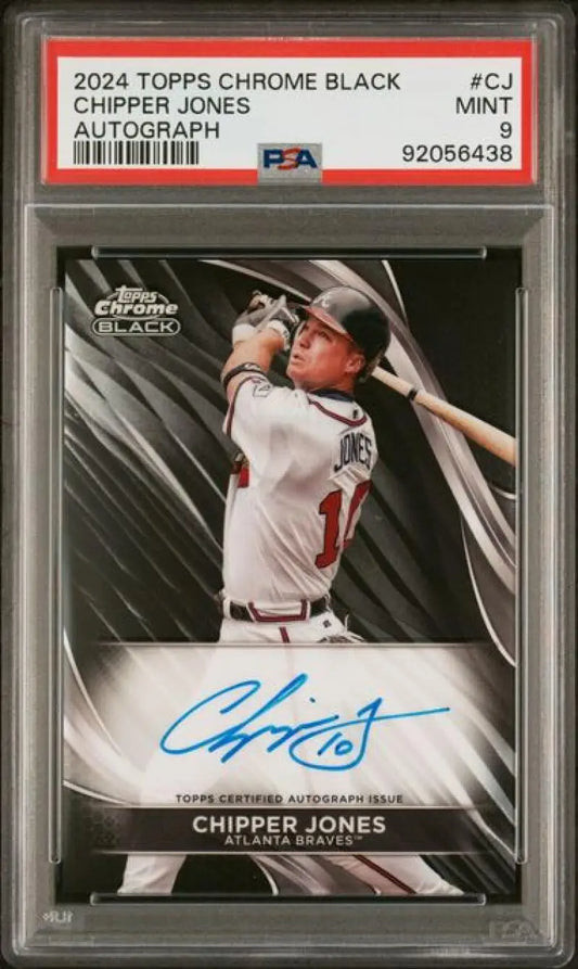 PSA-graded 2024 Topps Chrome Black Chipper Jones auto baseball card Atlanta Braves