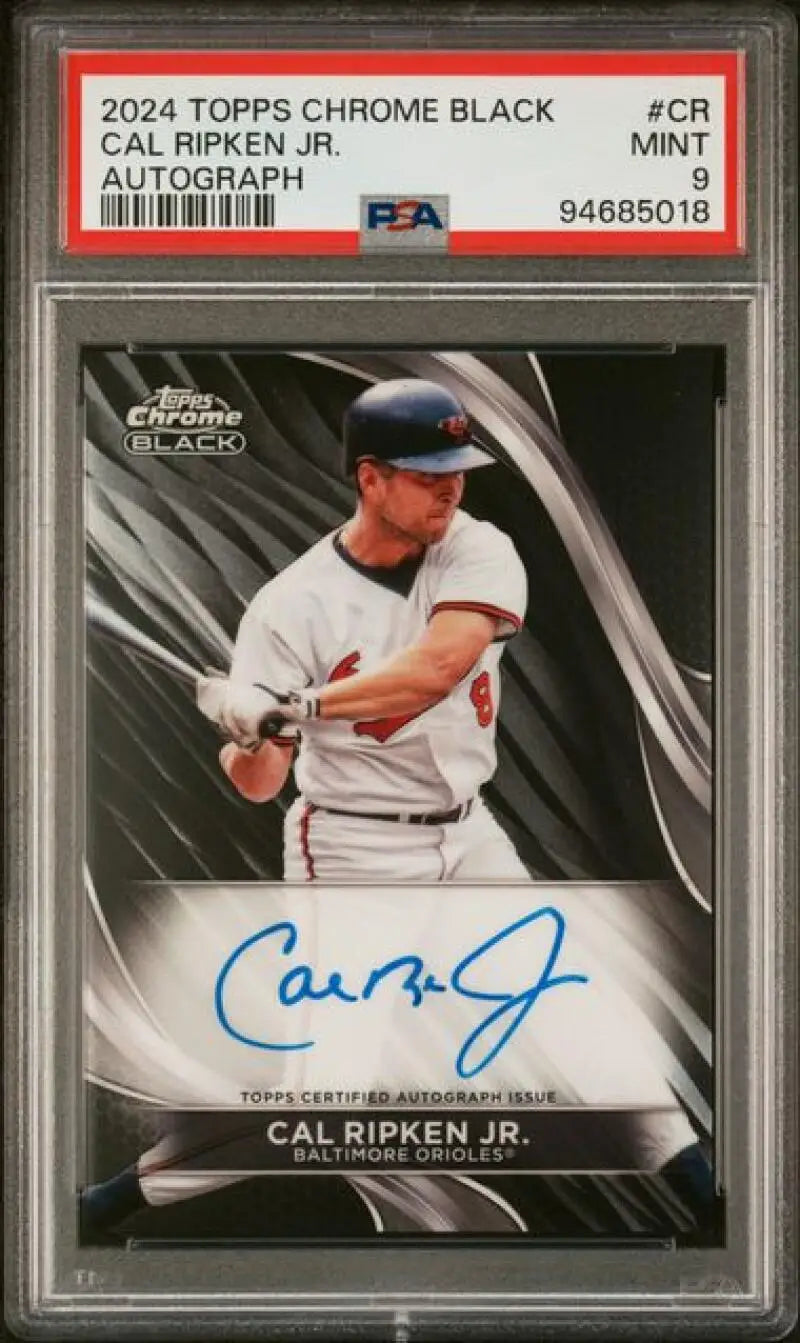 PSA-graded 2024 Topps Chrome Black Cal Ripken Jr. Auto Baltimore Orioles Baseball Card