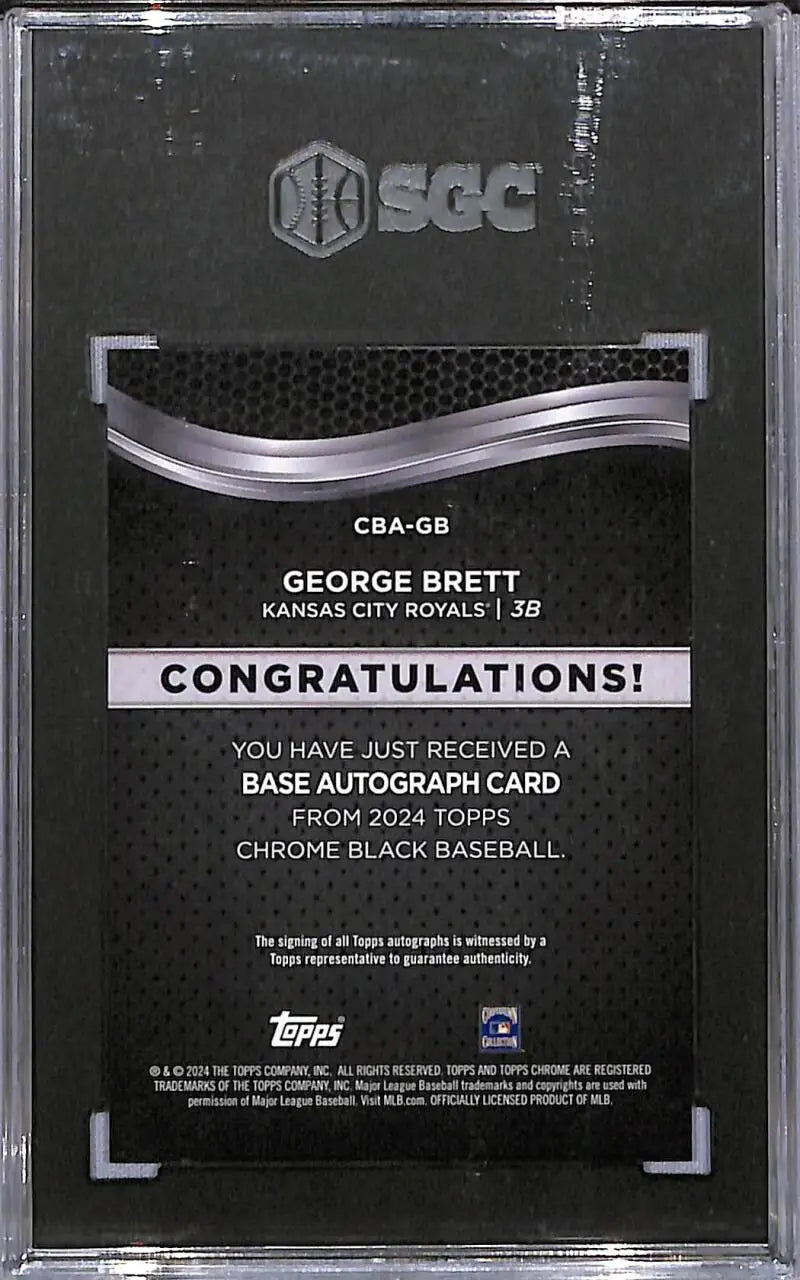 Graded George Brett baseball card from Kansas City Royals in 2024 Topps Chrome Black