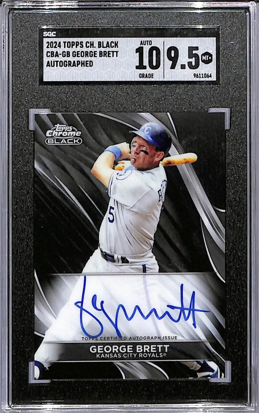 Graded George Brett autographed Kansas City Royals Chrome Black baseball card in mint condition