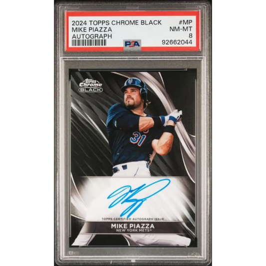 2024 Topps Chrome Black #CBA-MP Mike Piazza PSA 8 NM-MT Auto New York Mets Baseball Card