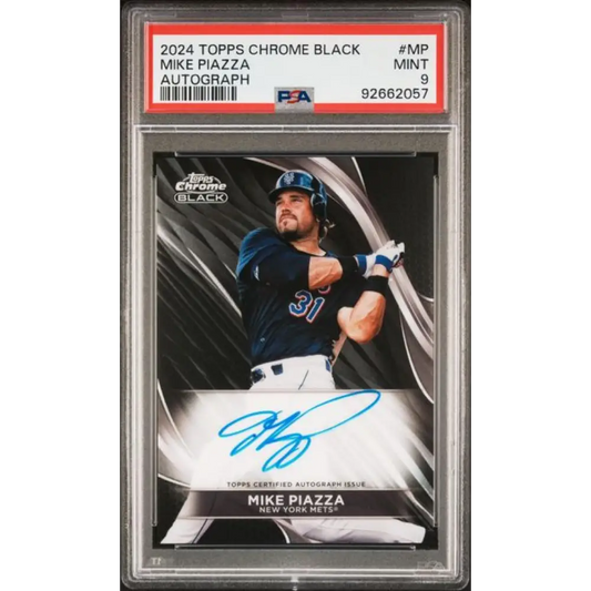 2024 Topps Chrome Black #CBA-MP Mike Piazza PSA 9 MINT Auto New York Mets Baseball Card